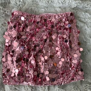 Pink sequin skirt